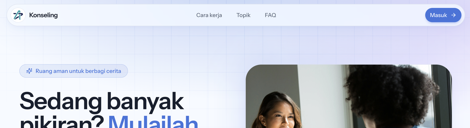 Tombol Masuk pada halaman utama