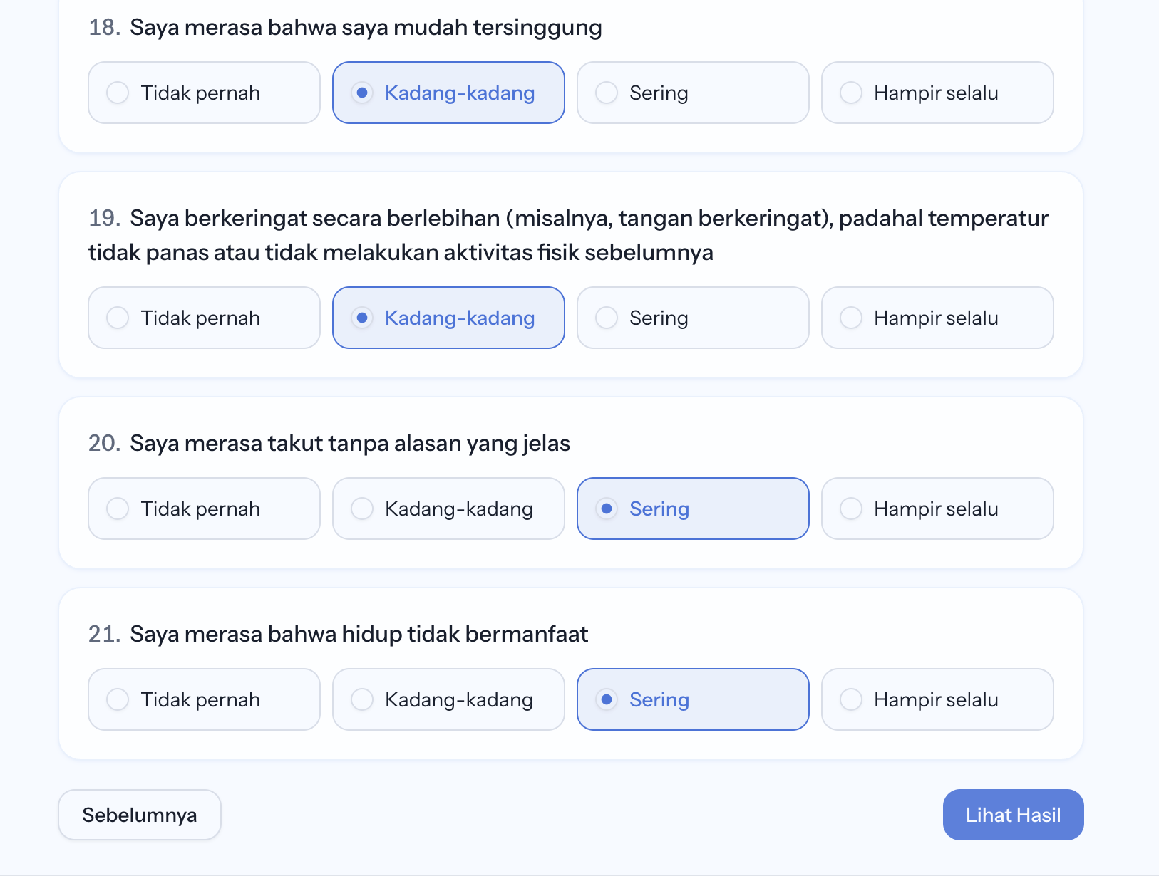 Tombol Lihat Hasil pada bagian terakhir